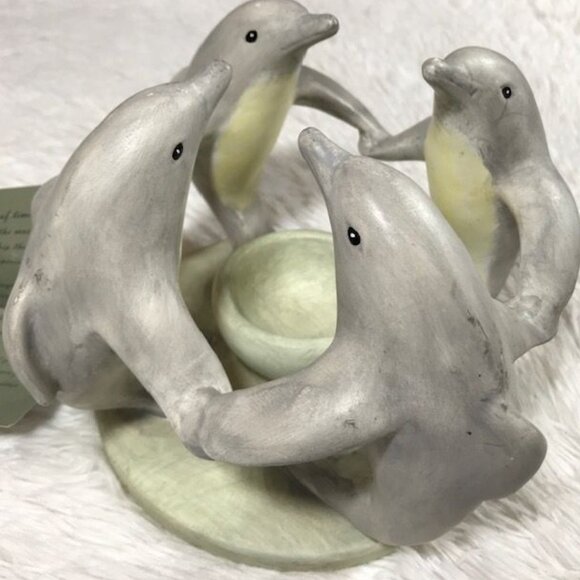 Vintage Penco Circles of the World Stoneware Dolphins Candle/Incense Holder - Picture 4 of 12